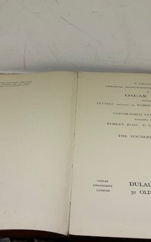 Catalogue of Oscar Wilde (Manuscripts, Autograph Letters, First Editions)