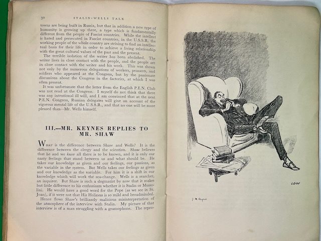 Stalin-Wells Talk.: The Verbatim Record And A Discussion By G. Bernard Shaw, H. G. Wells, J. M. Keynes, Ernst Toller And Others - Image 3